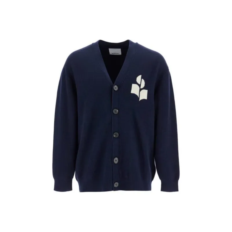 ISABEL MARANT Curtis Logo Intarsia Knitted Cardigan-0