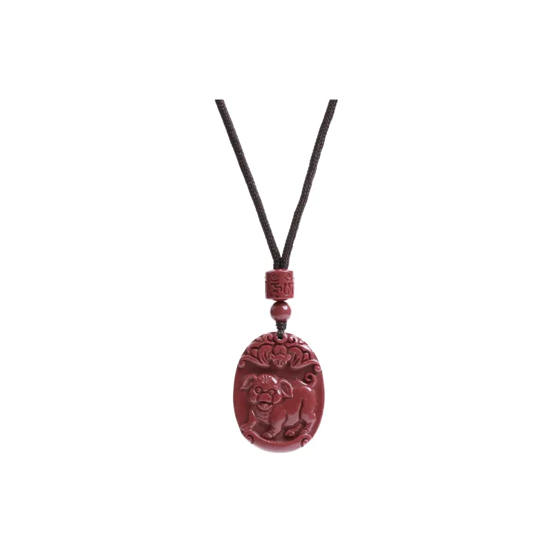 Yo sheng Reconstructed Cinnabar Jade Necklaces Unisex-34