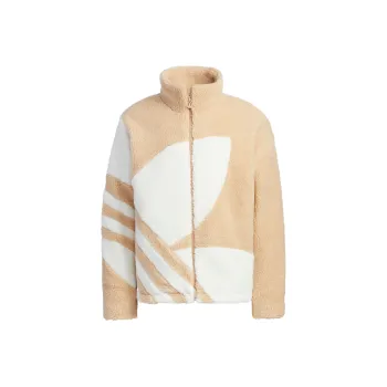 adidas originals Trefoil Large Logo Sherpa Fleece Padded Jacket Brown