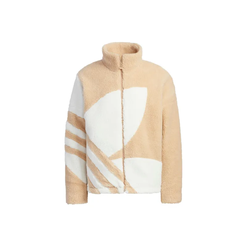 adidas originals Trefoil Large Logo Sherpa Fleece Padded Jacket Brown-0
