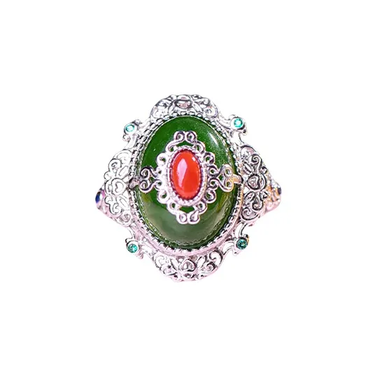 Jade Ink Love Hetian Jade Rings Jasper Women's-4
