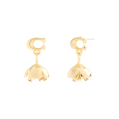 COACH Brass Plated Earrings Women's Gold