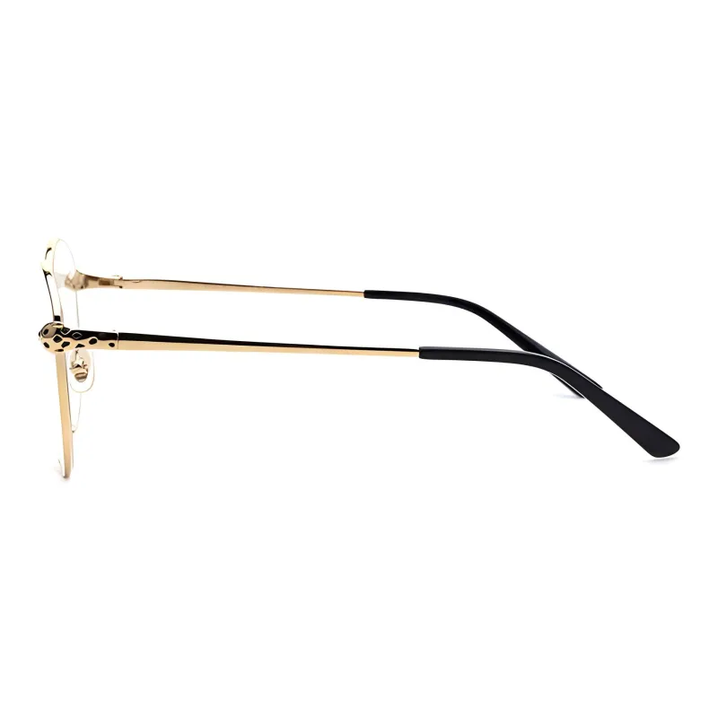 CARTIER Panthère De Cartier Alloy Irregular Shape Eyeglass Frames Unisex Gold-1