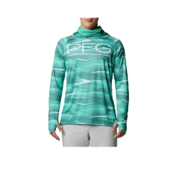 Columbia PFG Super Terminal Tackle Vent Sweatshirt Men's Enamel Green Obsidian