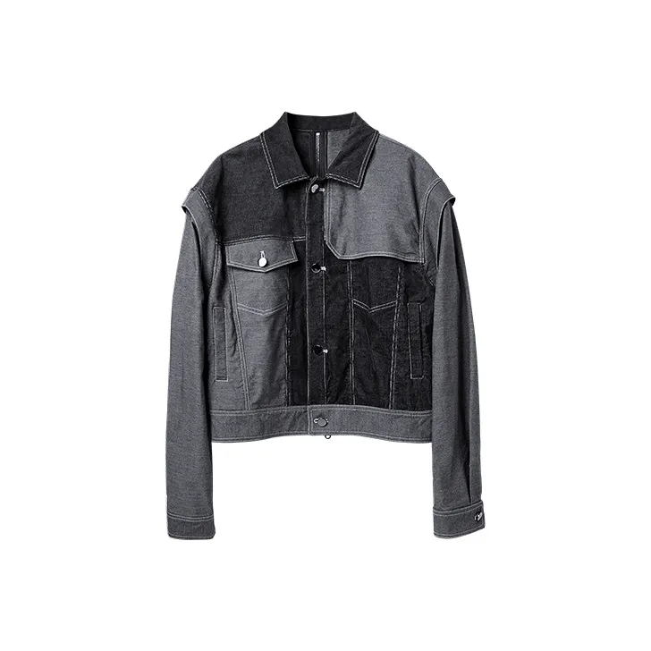 HUANXIANGZHE Jackets Unisex Black Gray Color-0