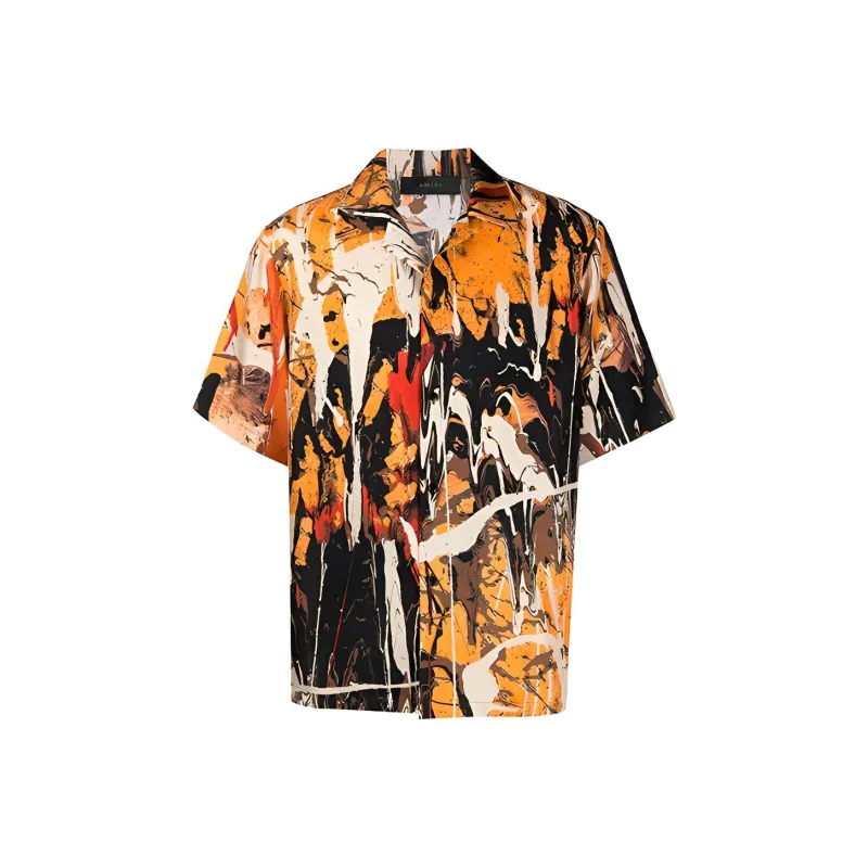 AMIRI Paint Splatter Bowling Shirt-0