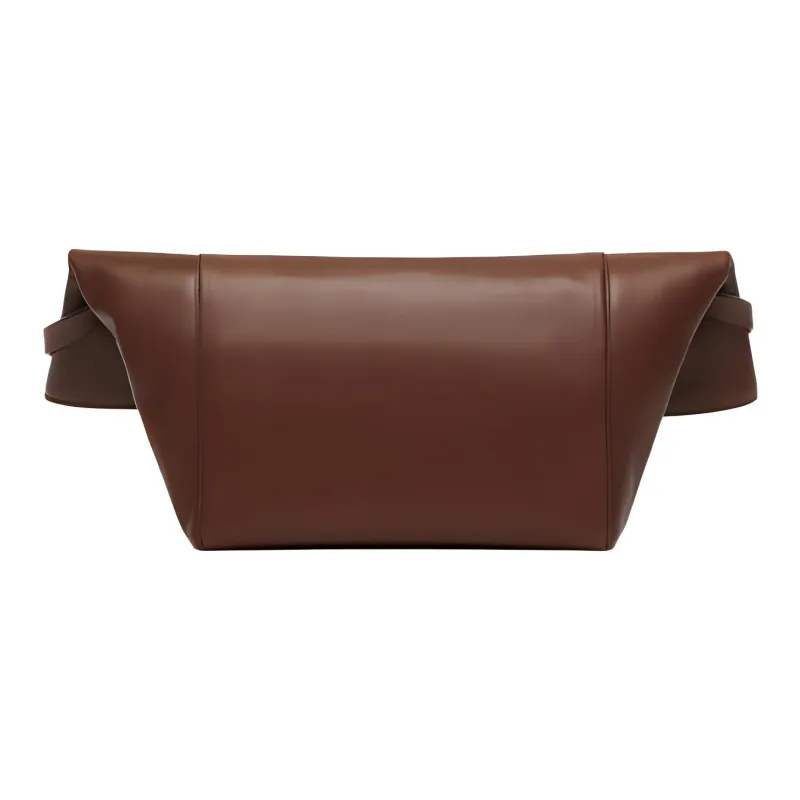 MaxMara Cow Leather One Shoulder Clutch Women's Brown-2