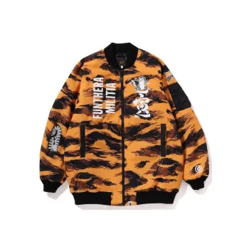 A BATHING APE Tiger Camo Long MA 1 Jacket