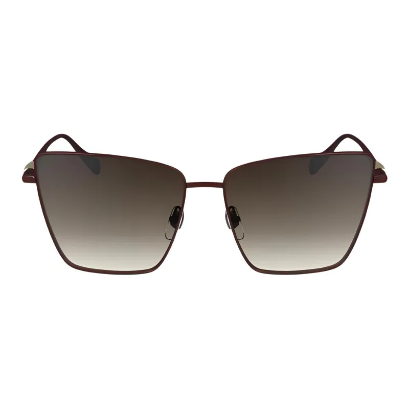 LONGCHAMP Metal Irregular Shape Sunglasses Women's Burgundy-1
