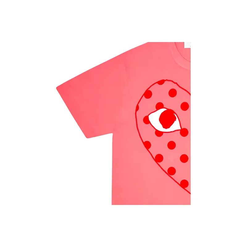 Comme Des Garcons Play Pastelle Polka Dot Red Heart T shirt-1