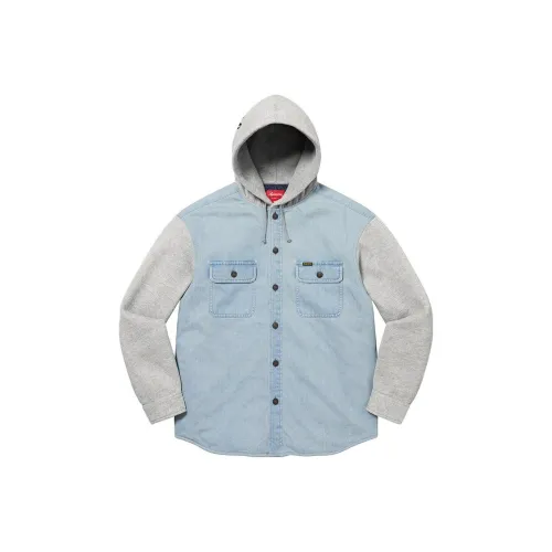 Supreme Fleece Hooded Denim Shirt