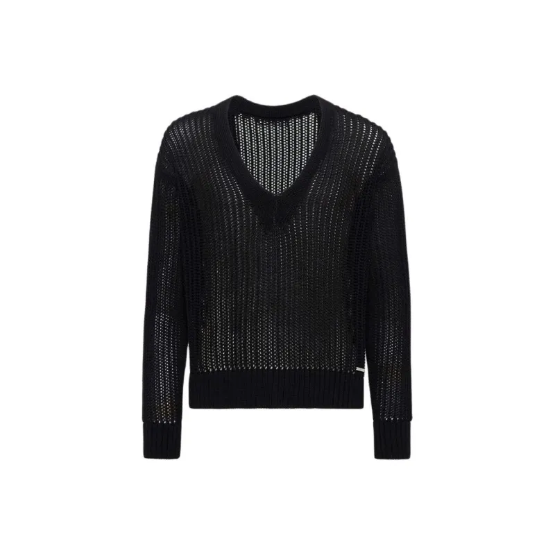 DSQUARED 2 V Neck Logo Plaque Knit Jumper-0