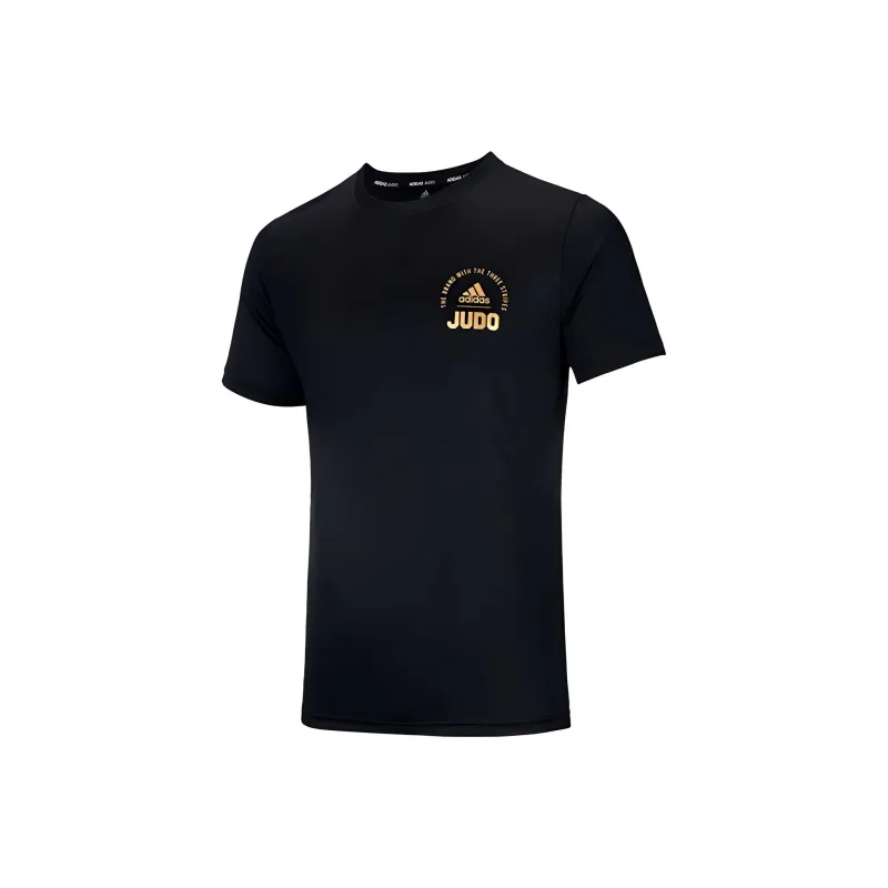 Adidas T-Shirts Men Black With Gold Logo Small Logo-0