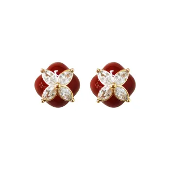 WAW Gold Plated Copper, Drip Glaze, Zircon Stud Earrings Women's
