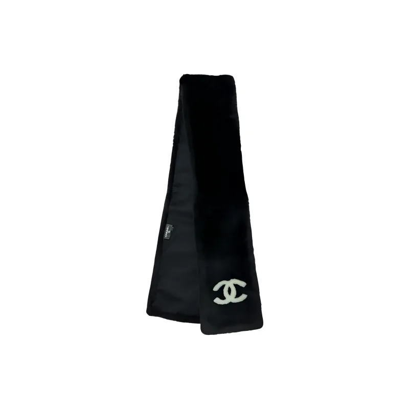 CHANEL Knit Scarves Unisex Black-1