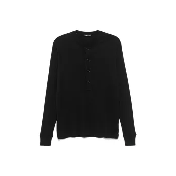 TOM FORD Fine Ribbed Logo Embroidered T Shirt
