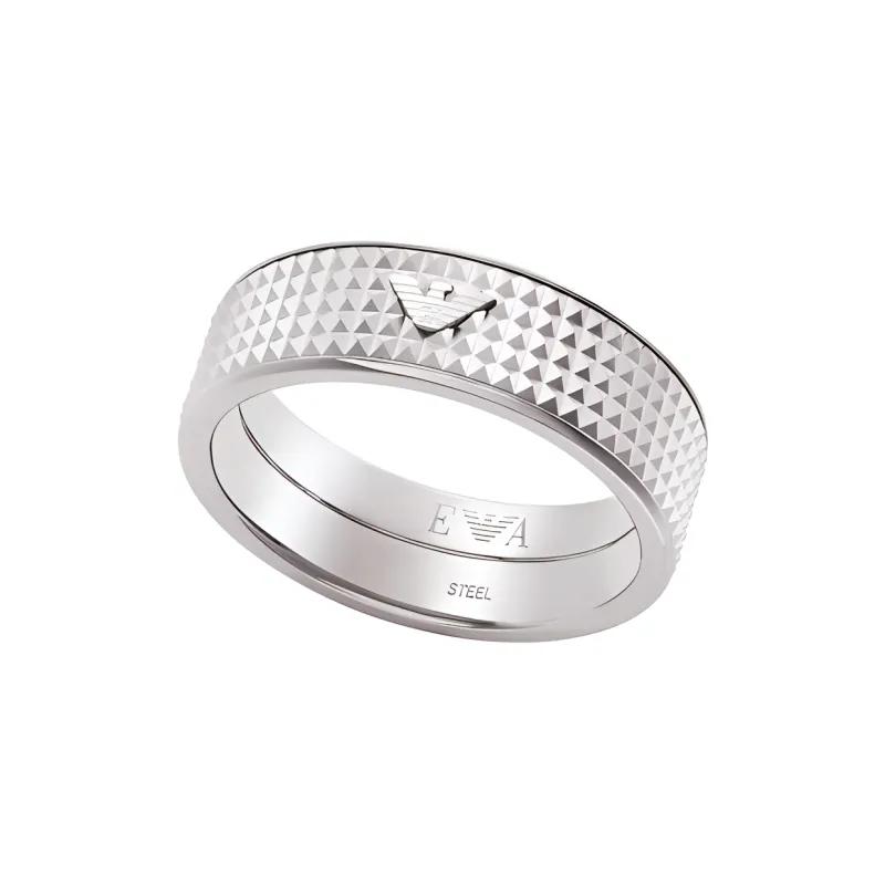 EMPORIO ARMANI Stainless Steel, Metal Rings Men's Silver-1