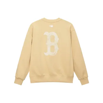 MLB MONOGRAM Collection Boston Red Sox SS25 Crewneck Sweatshirt Unisex Light Beige Yellow
