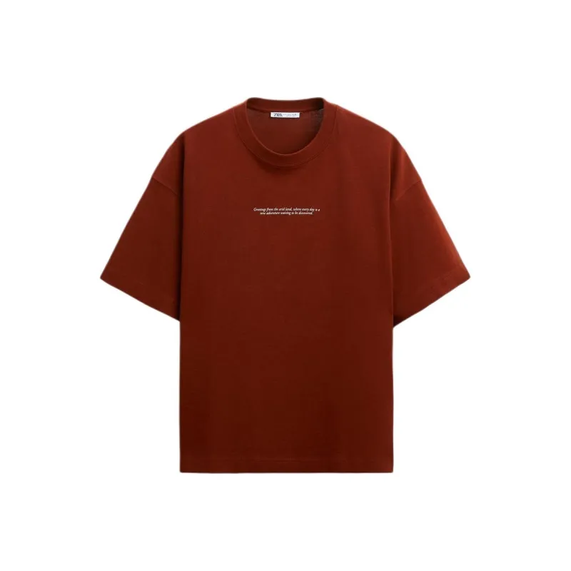 ZARA T-Shirts Men Dark Orange-0