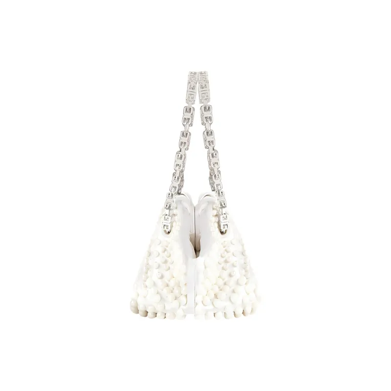 GIVENCHY Kenny Fabric With Sheepskin Patchwork Handbag Mini Women's White-1