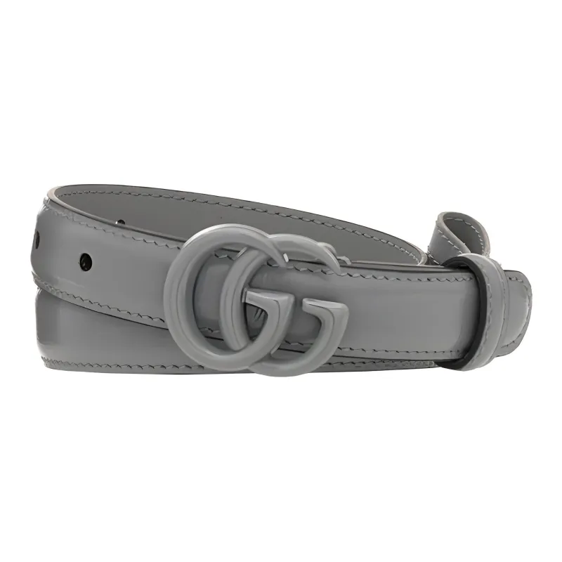 GUCCI Exquisite And Attractive Leather Belts Unisex Gray Width: 2cm-0