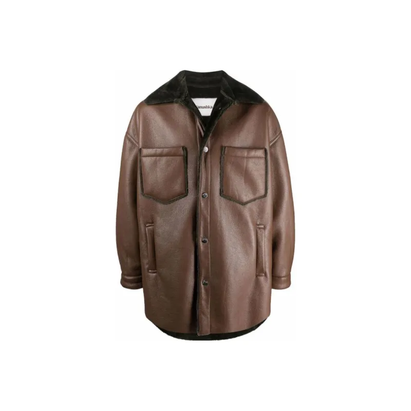 NANUSHKA Leather Long-sleeve Overshirt-0