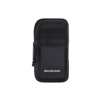 Balenciaga Nylon Fabric Cell Phone Pouch Men's Black