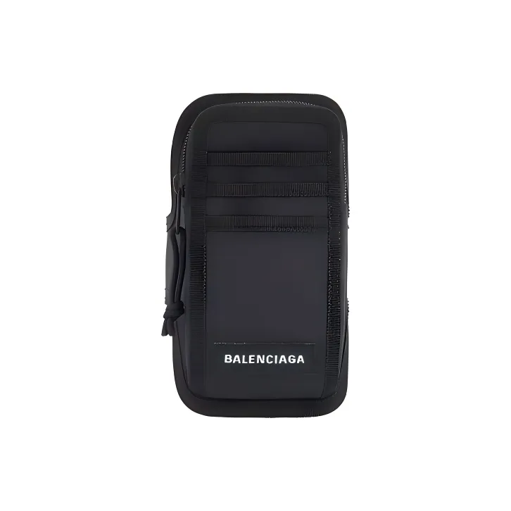Balenciaga Nylon Fabric Cell Phone Pouch Men's Black-0