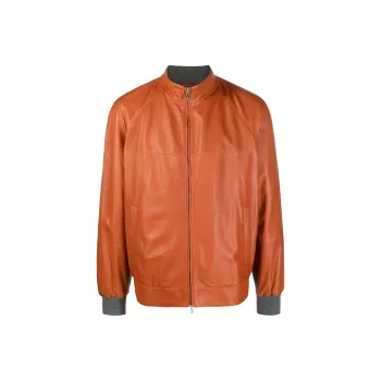 Brunello Cucinelli Zip up Leather Jacket
