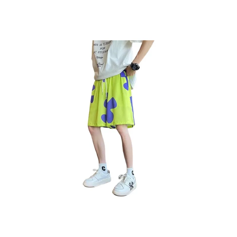 PAINT STAIN Casual Shorts Unisex Green Image Color-5