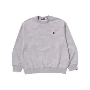 A BATHING APE Solid Camo Jacquard One Point Relax Fit Crewneck Sweatshirt