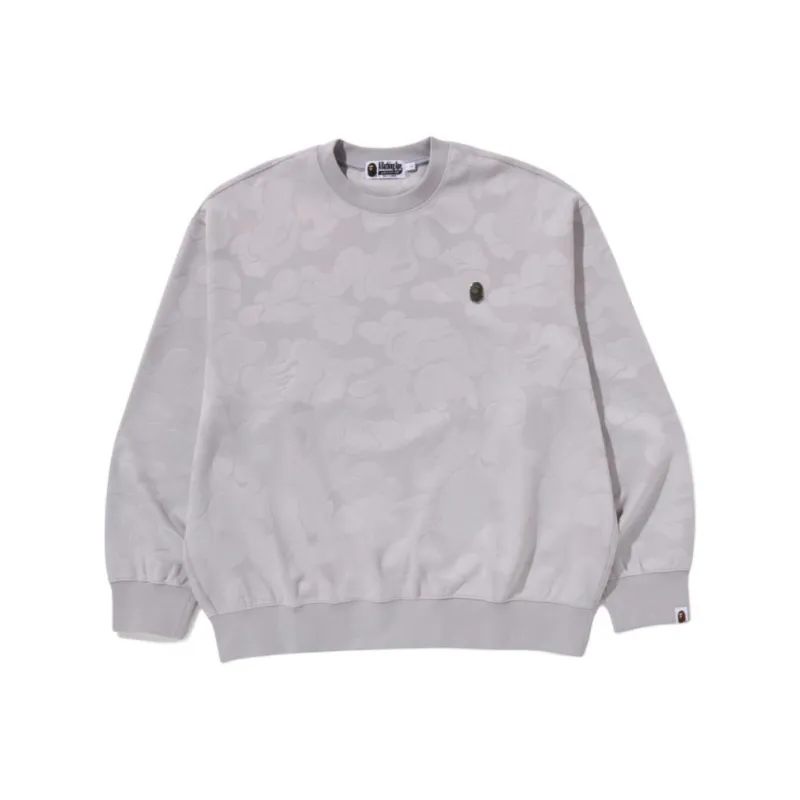 A BATHING APE Solid Camo Jacquard One Point Relax Fit Crewneck Sweatshirt-0
