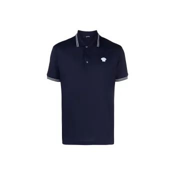 VERSACE Medusa Embroidered Short Sleeved Polo Shirt