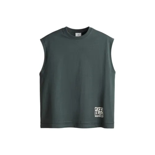 H&M New Year Tank Tops Men Dark Green/Original