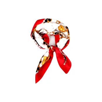 MOSCHINO Silk Scarves Unisex White Red