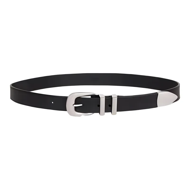CELINE Double-Sided Smooth Buckle Cow Leather Belt Men's Black-1