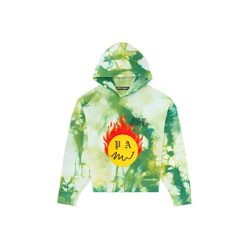 PALM ANGELS Smiley Intarsia Burning Head Tie Dye Hoodie