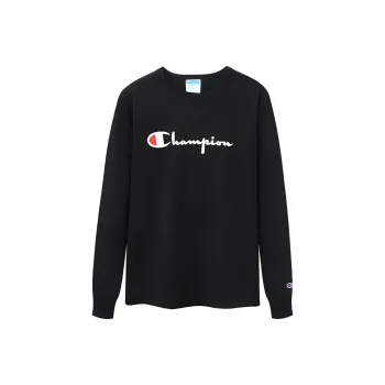 Champion Long Sleeved T Shirt US Version Unisex Black