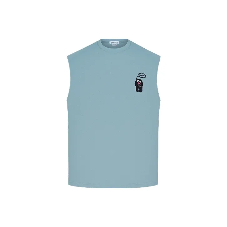 URBAN REVIVO Tank Top Men's Medium Gray Blue-0