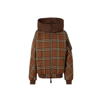 Burberry Check Jacquard Hooded Bomber Jacket