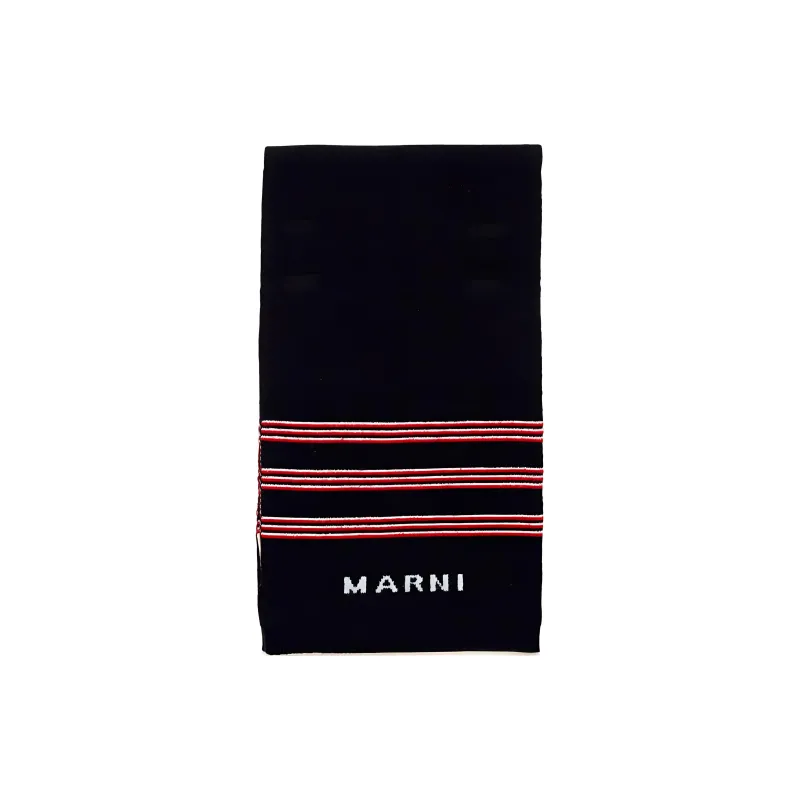 MARNI Logo Striped Knit Scarf-0
