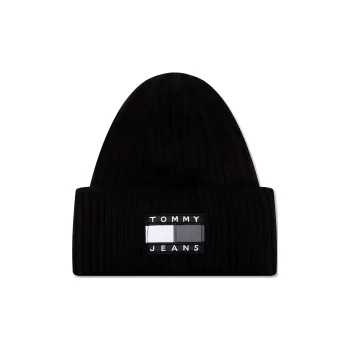 Tommy Hilfiger Acrylic Knitted Fabric Beanie Men's Black