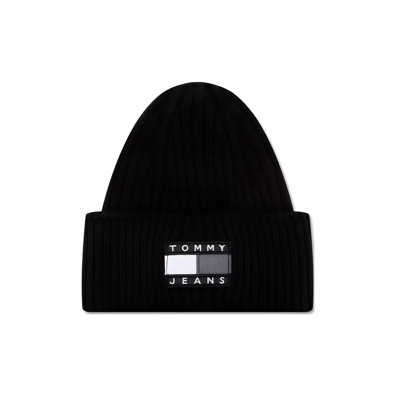 Tommy Hilfiger Acrylic Knitted Fabric Beanie Men's Black-0