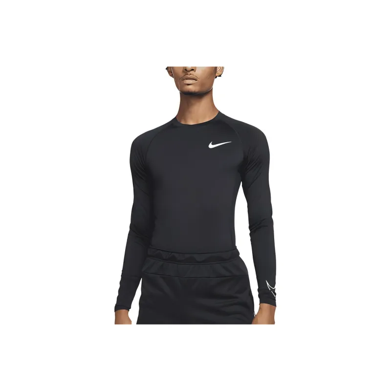 Nike Men's Tight-Fit Long-Sleeve Top T-Shirt Men's Obsidian Color-0