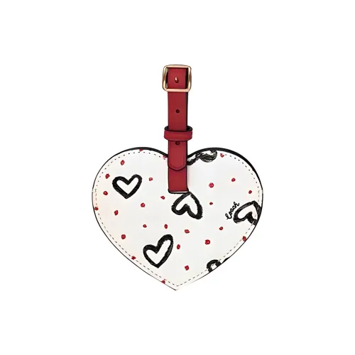 COACH Heart Leather Bag Charm Bag Merch Women's White