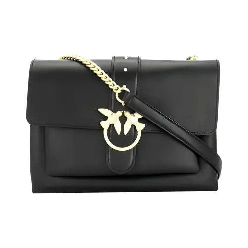 PINKO SIMPLY Leather Chain Bag Shoulder Bag Crossbody Bag Large Size Women's Black/Black Gold