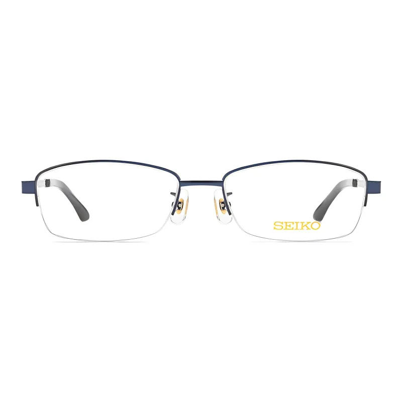 SEIKO Rectangular Eyeglass Frames Men's Blue-1
