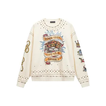 Ed Hardy SS25 Sweatshirt Men's Ivory White