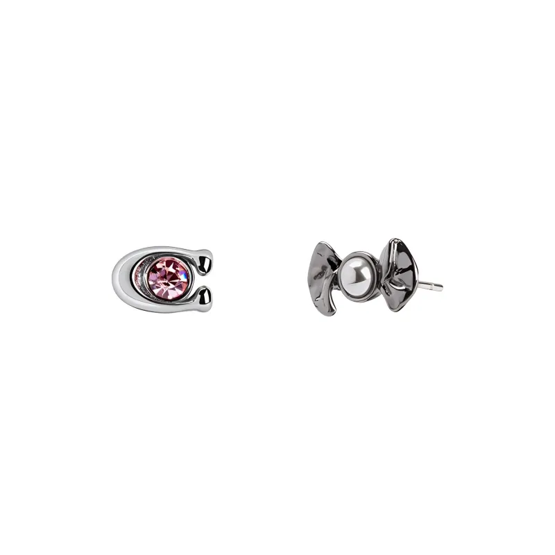 COACH Copper Stud Earrings Women's Black-0