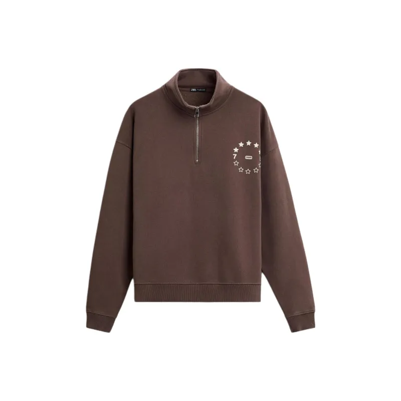 ZARA Sweatshirts Men Brown-0